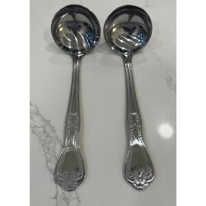 2- SPOONFUL OF COMFORT Stainless Serving Ladle Spoon Long Handle 9” Soup Vintage